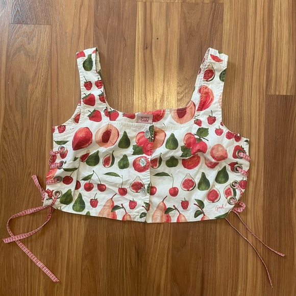 Lisa Says Gah Fruit Crop Top with Ties - Picture 2 of 6